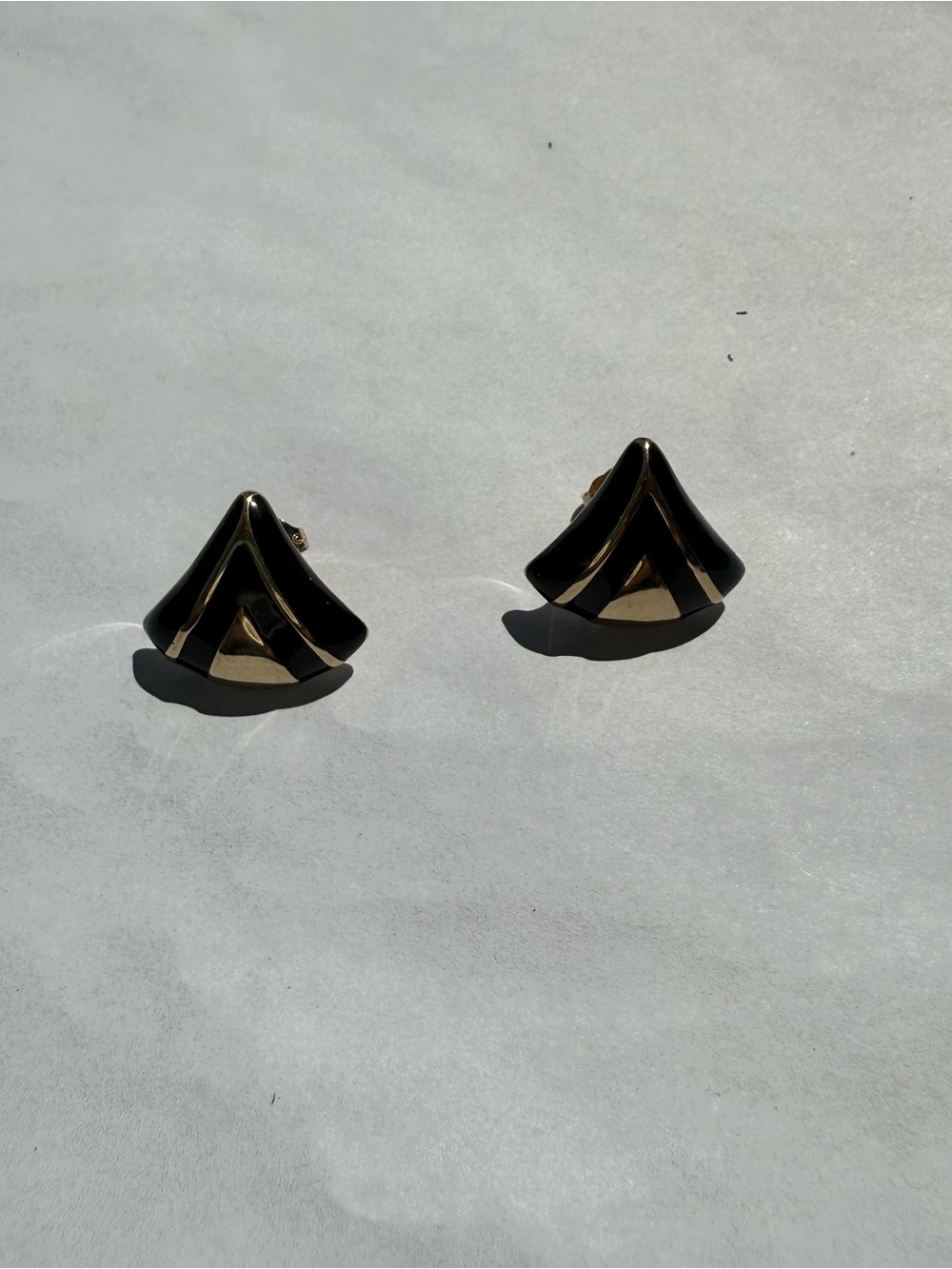Black and Gold Geometric Stud Earrings - Women Jewelry